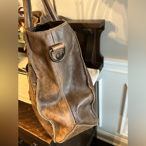Bed Stu Leather Rockaway Shoulder Bag Crossbody Tote Taupe Driftwood $330 - Picture 6 of 14